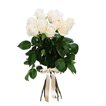 Букет из 9 белых роз с лентой