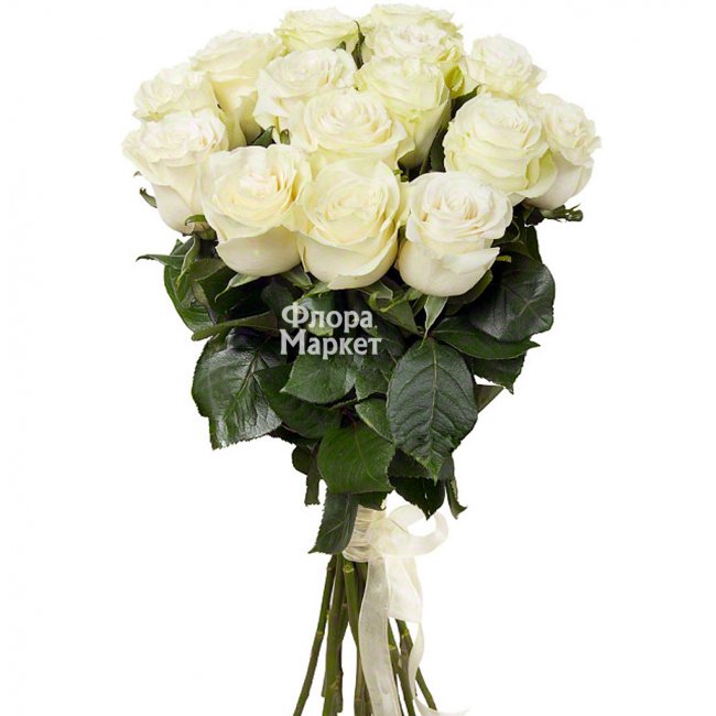 15 белых роз в букете - Милой в Петрозаводске от магазина цветов «Флора Маркет»