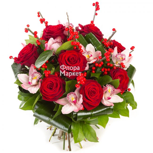 Букет с розами «Этини» в Петрозаводске от магазина цветов «Флора Маркет»