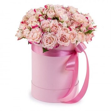 Розовое облако - 21 кустовая роза в коробке