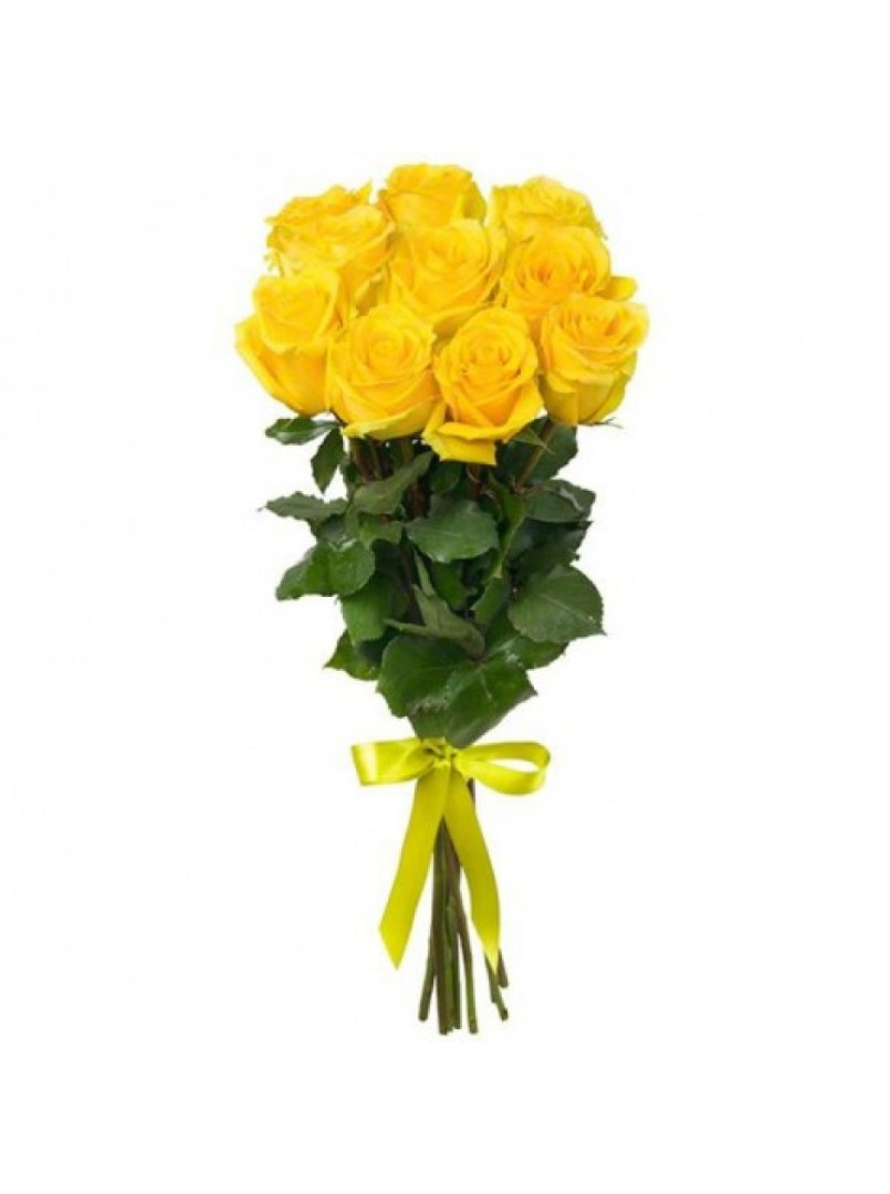 9 насыщенных, желтых роз от интернет-магазина «» в 
