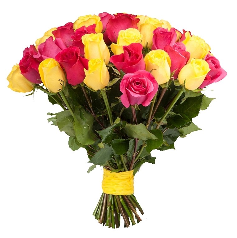Букет желто-розовый, 25 роз от интернет-магазина «» в 