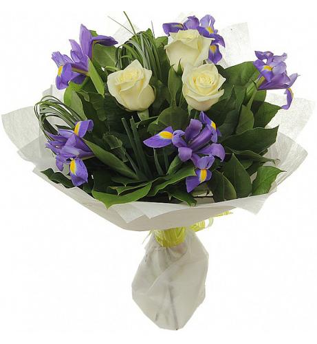 Букет ирисов и роз «Мила» от интернет-магазина «» в 