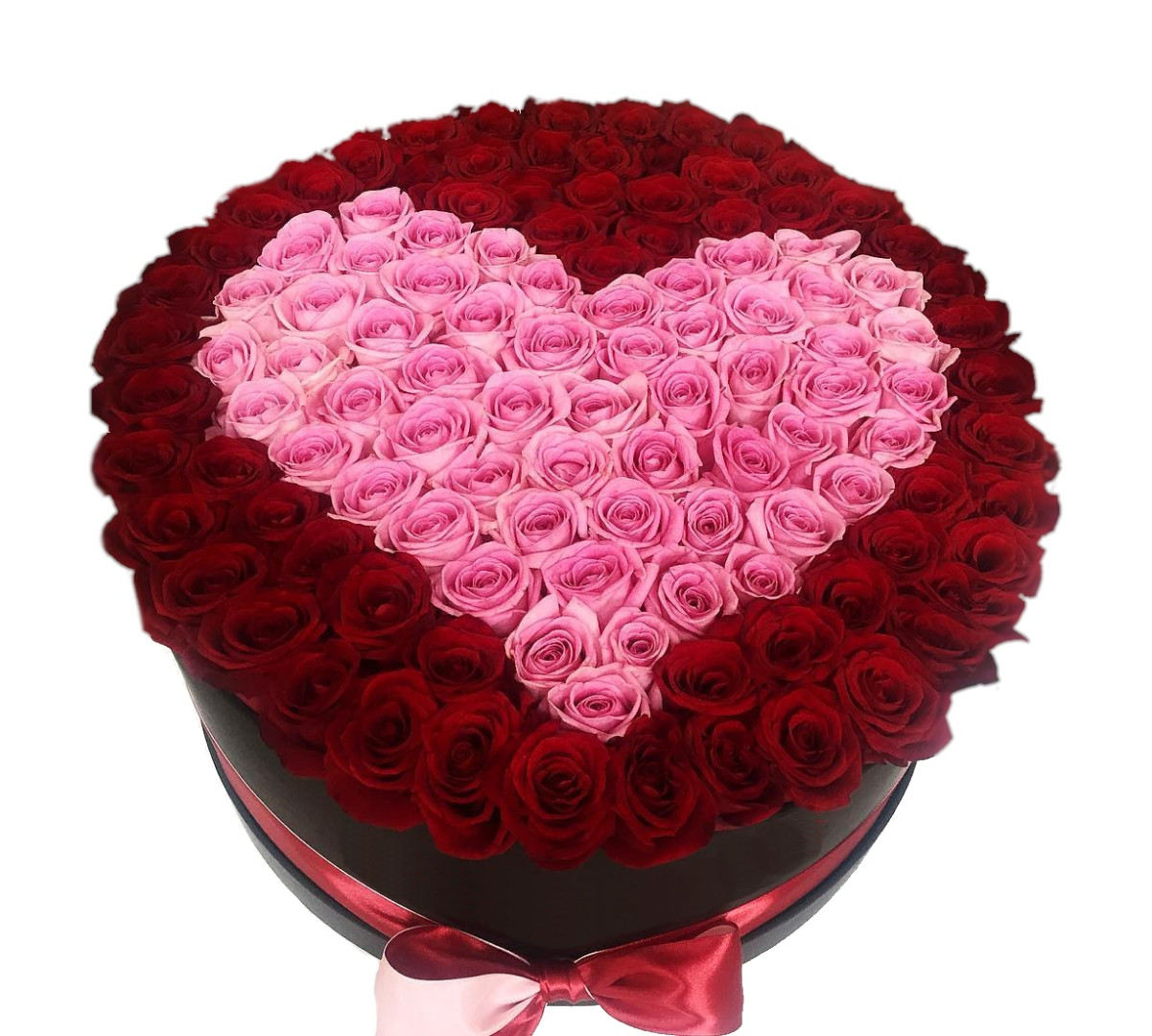 101 роза сердце в шляпной коробке от интернет-магазина «» в 