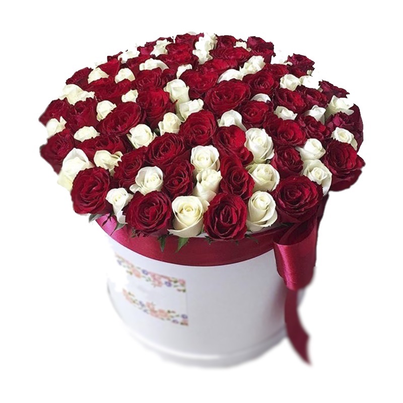 Румяна - 101 роза в коробке микс от интернет-магазина «» в 